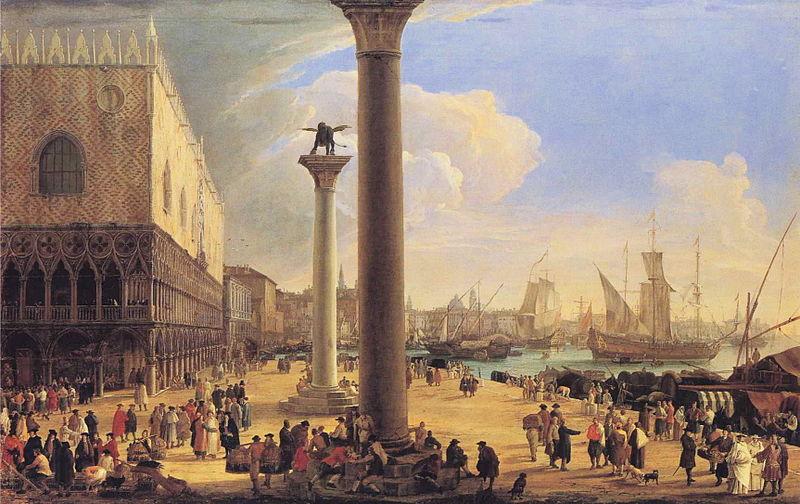 Luca Carlevarijs The Dock Facing the Doge's Palace France oil painting art
